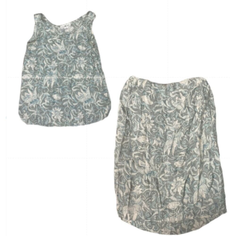 Vintage Saks Fifth Avenue 2-Piece Floral Sleeveless Top Wrap Skirt Set Size S/M